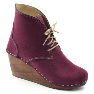 Maguba Casablanca Merlot Suede LaceUp Wedge Boot 37 New